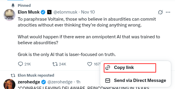 Copy Twitter/X Post Link
