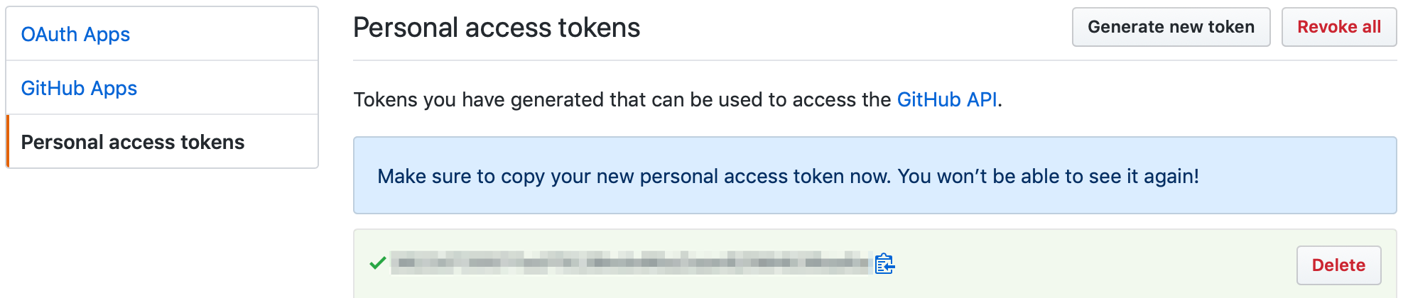 Personal access tokens