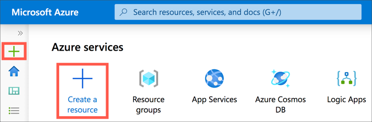The create a resource button