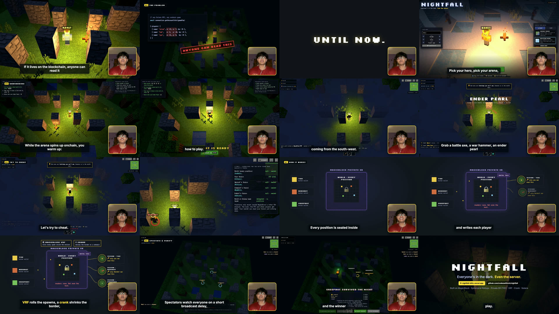 Contact sheet of the Nightfall demo video