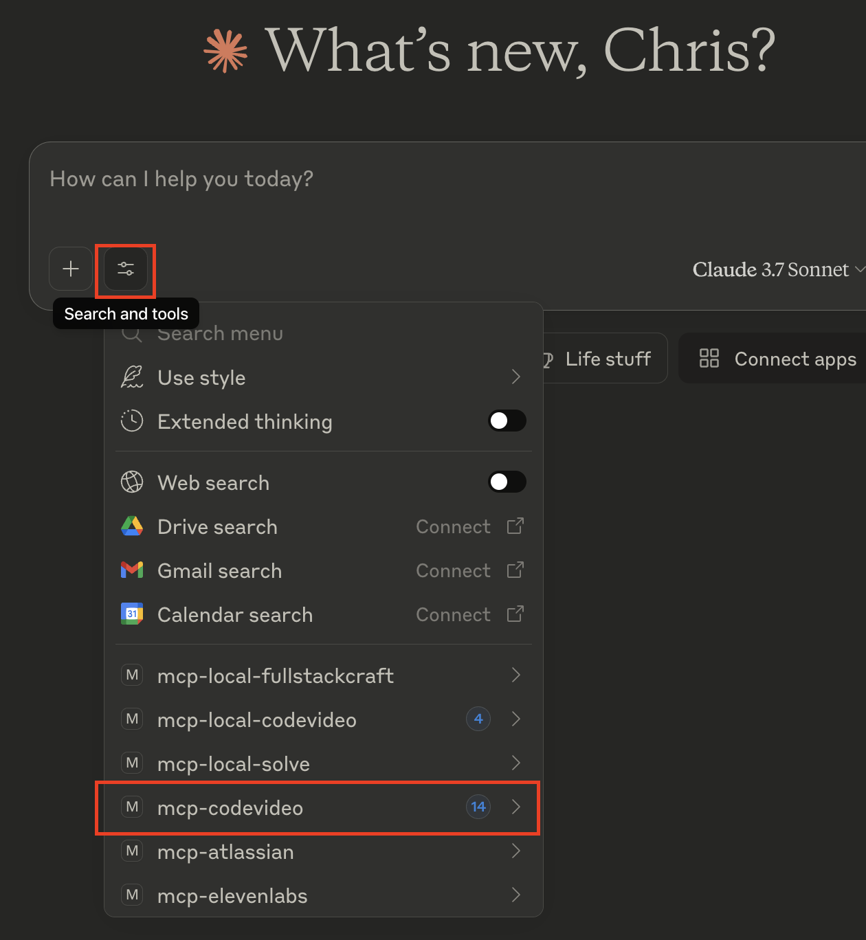 codevideo-mnp successfully installed in Claude Desktop