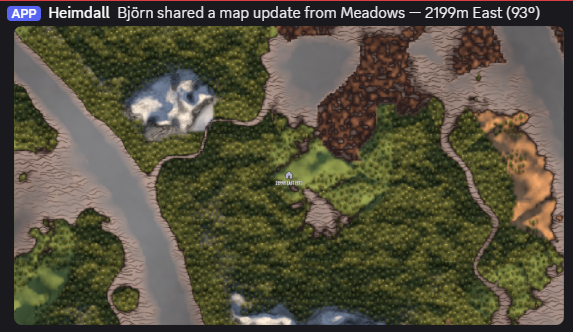 SEND MAP — Discord post with biome and spawn-direction caption