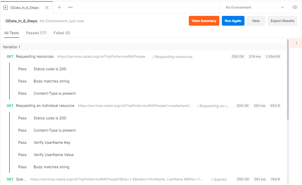 Automating OData based RESTful API using POSTMAN