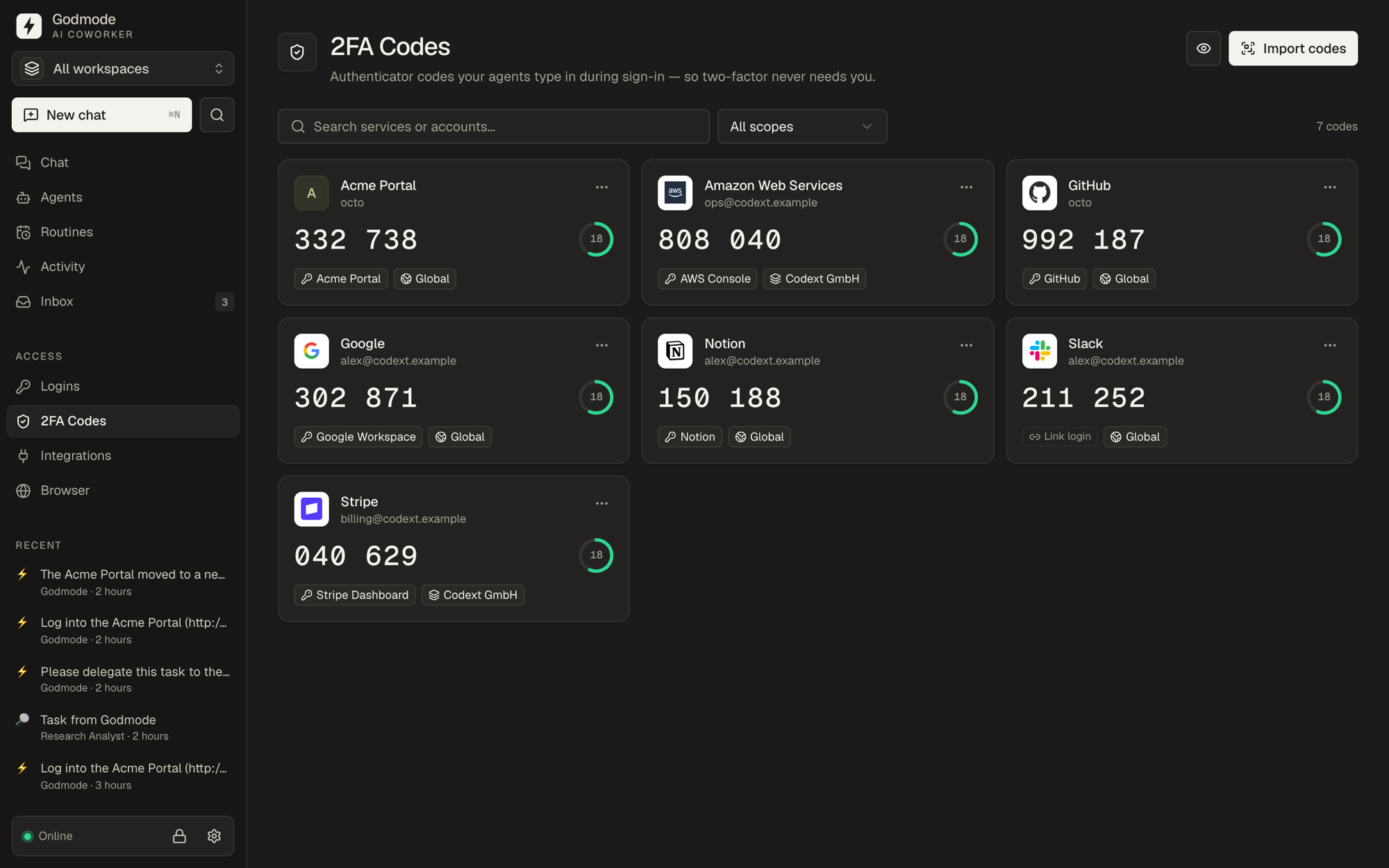 2FA codes with QR import