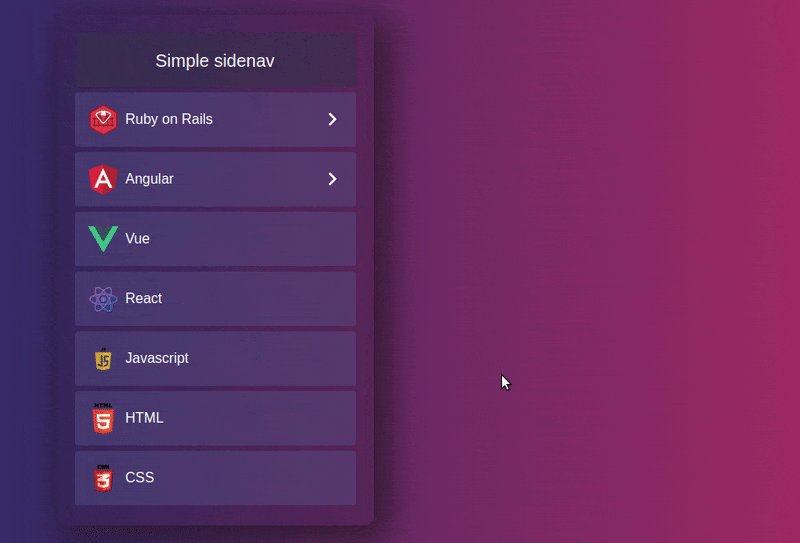 Simple, easily customizable, animated sidebar menu in angular 7+