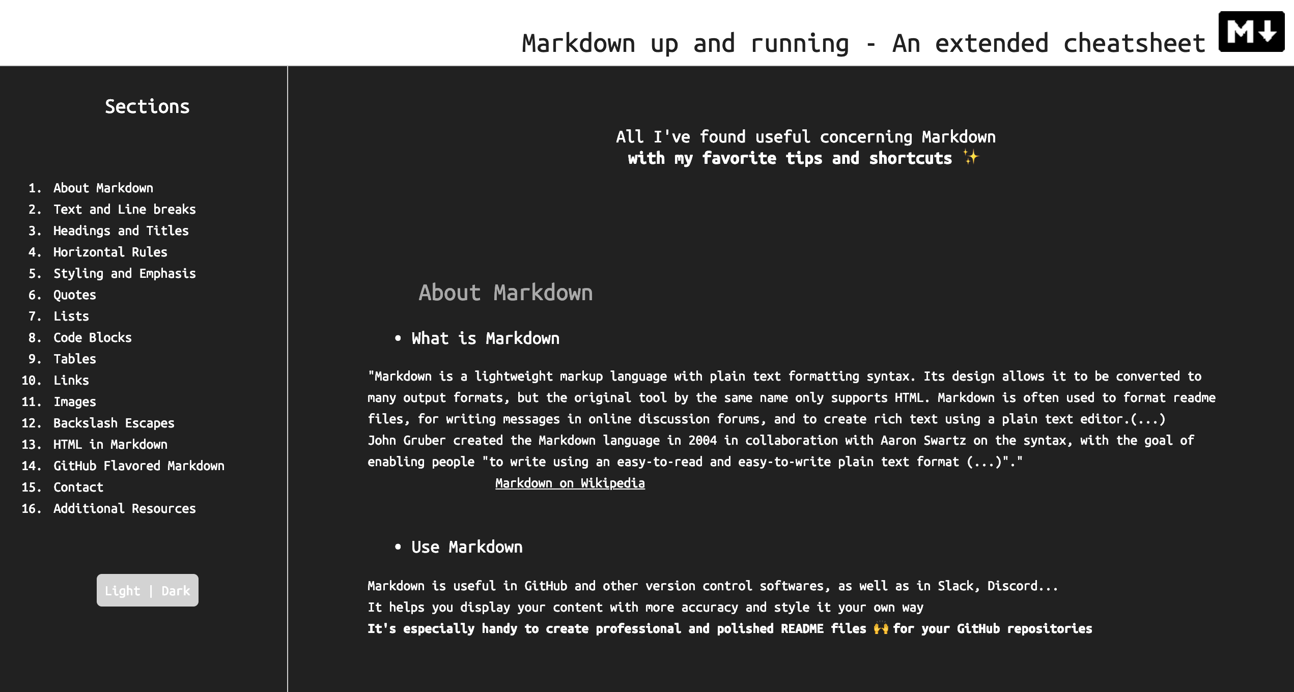 Markdown up and running Screenshot