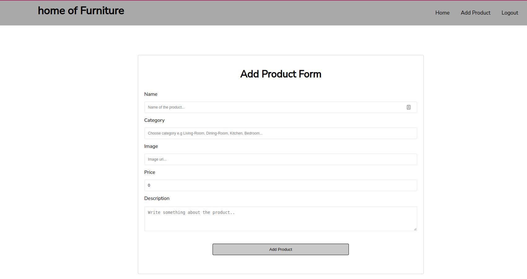 Add product page