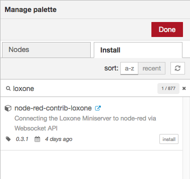 node-red palette manager search