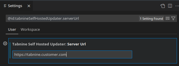Settings server URL