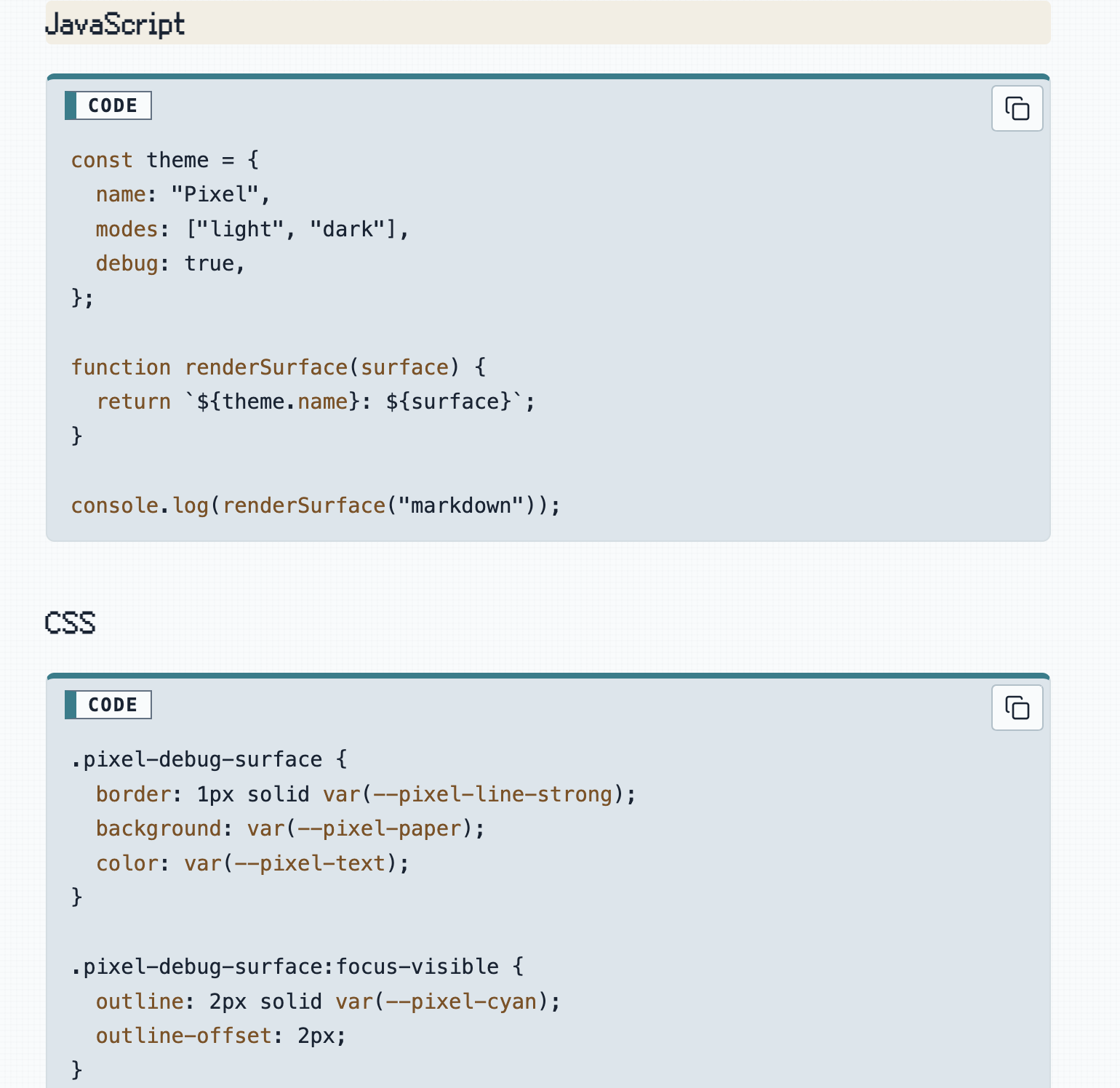 Code and syntax highlighting · light