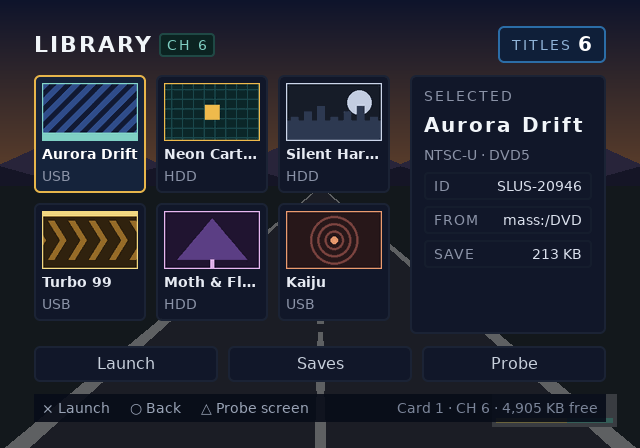 the channel6 browser composited over a synthetic game scene