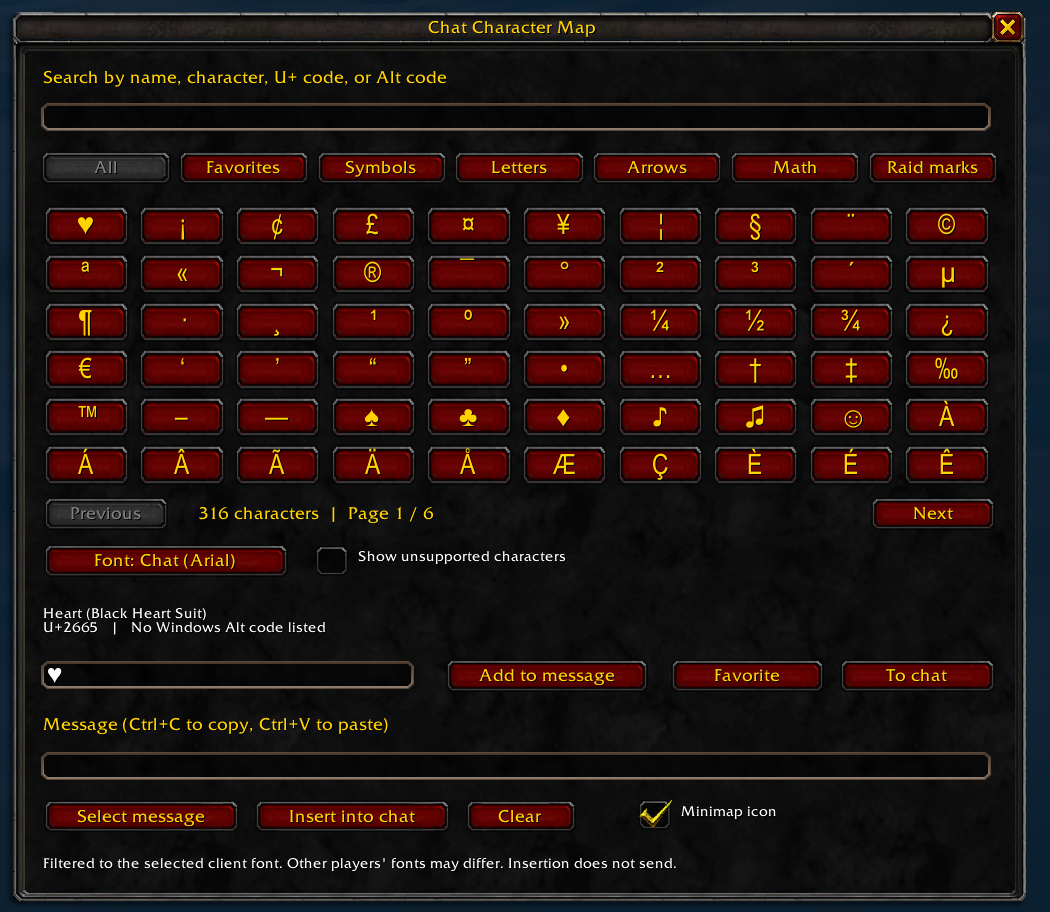 Chat Character Map in game