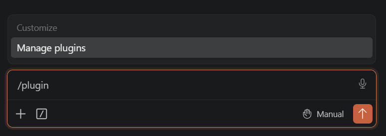 Type /plugin and select Manage plugins