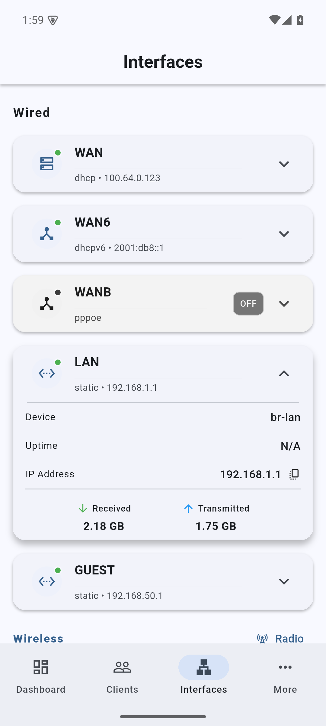 Expanded interface details