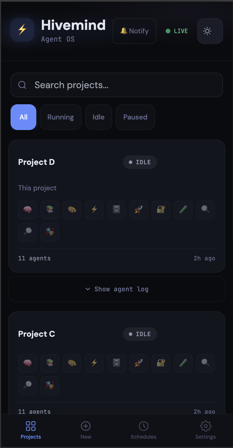 Hivemind β Mobile Dashboard