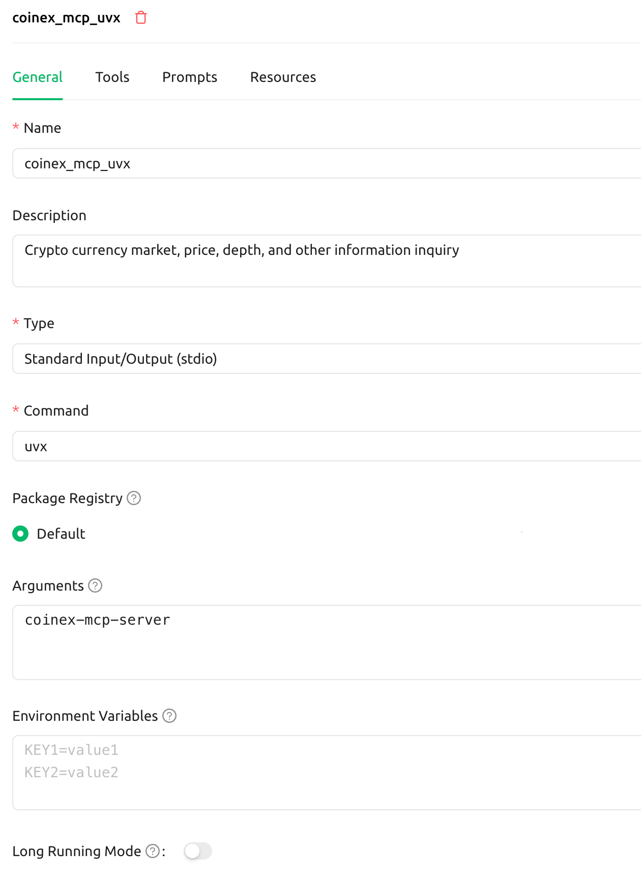 CherryStudio CoinEx MCP Configuration