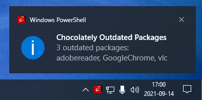 Outdated package pop-up