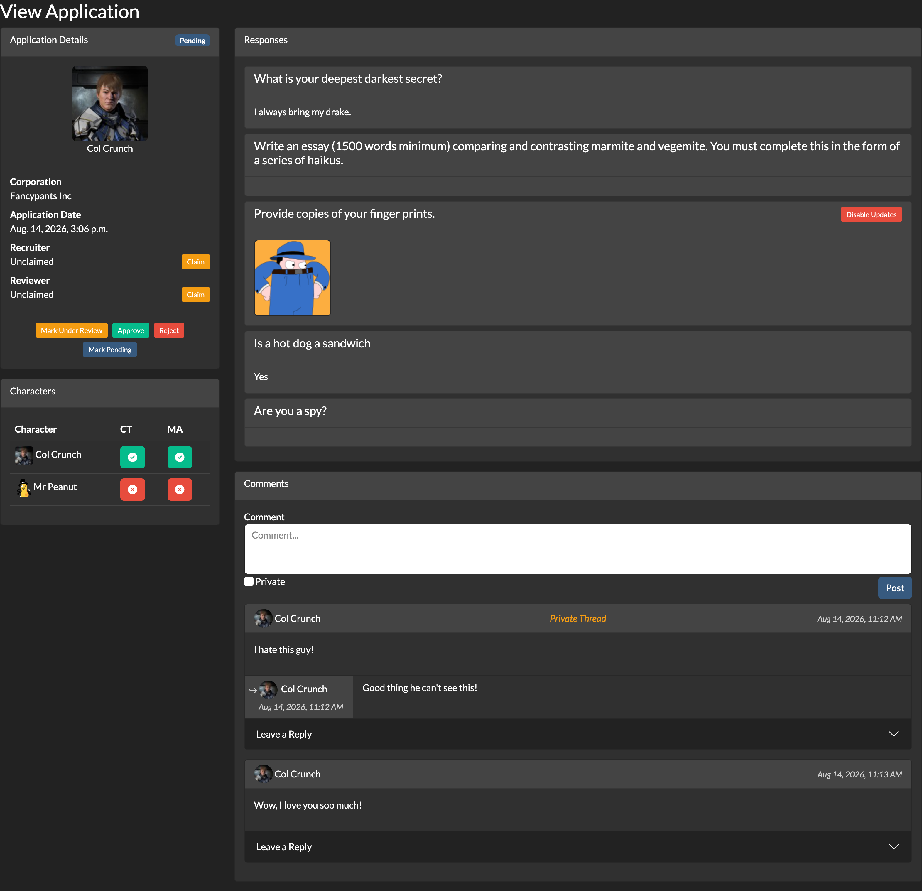 Admin Application View