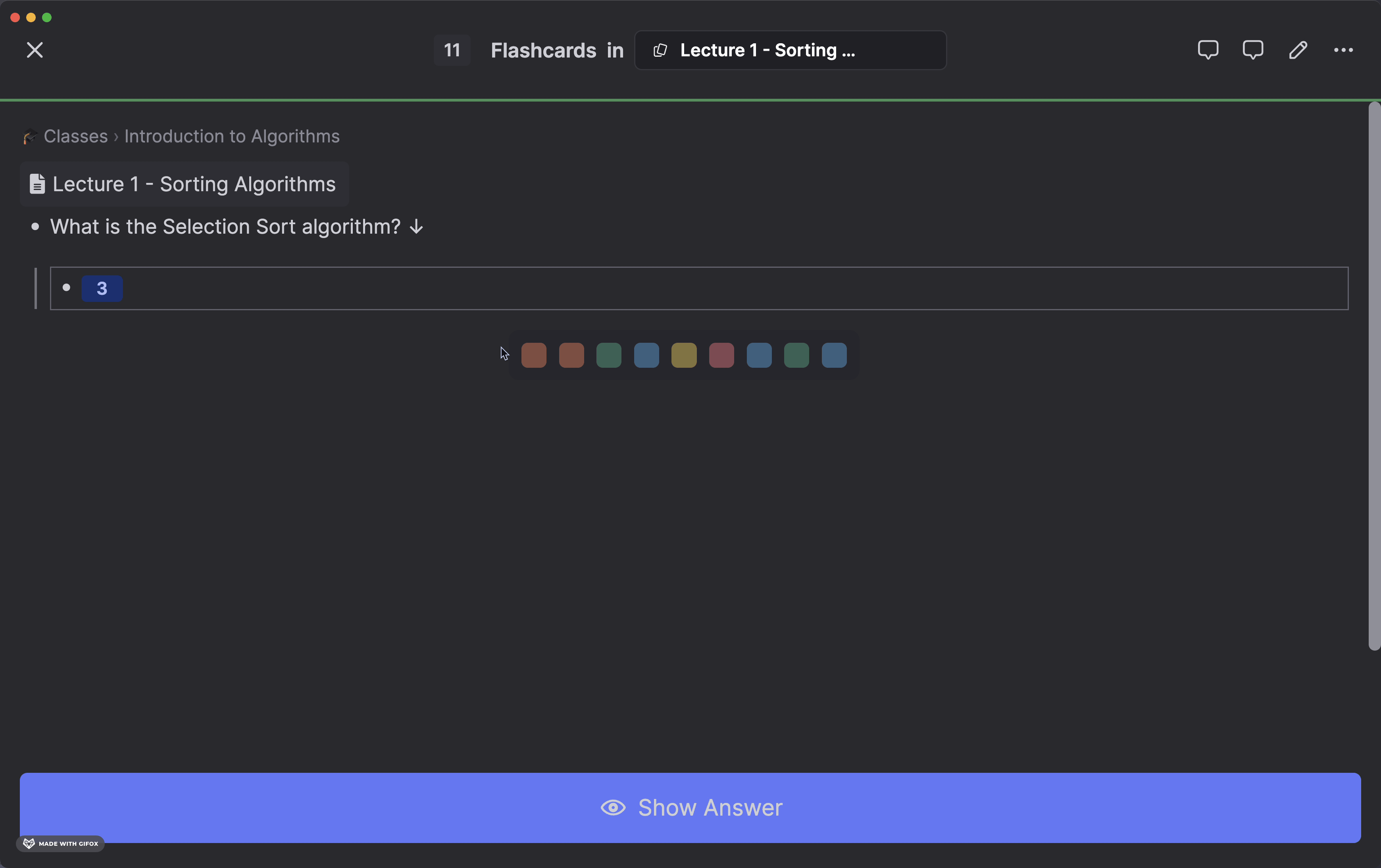 Flashcard Repetition History in Action