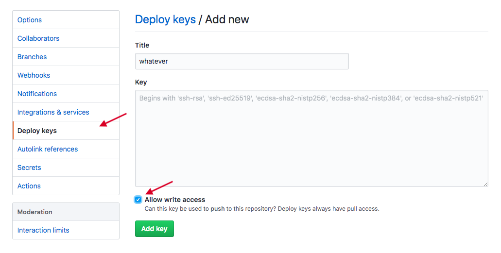 adding deploy key