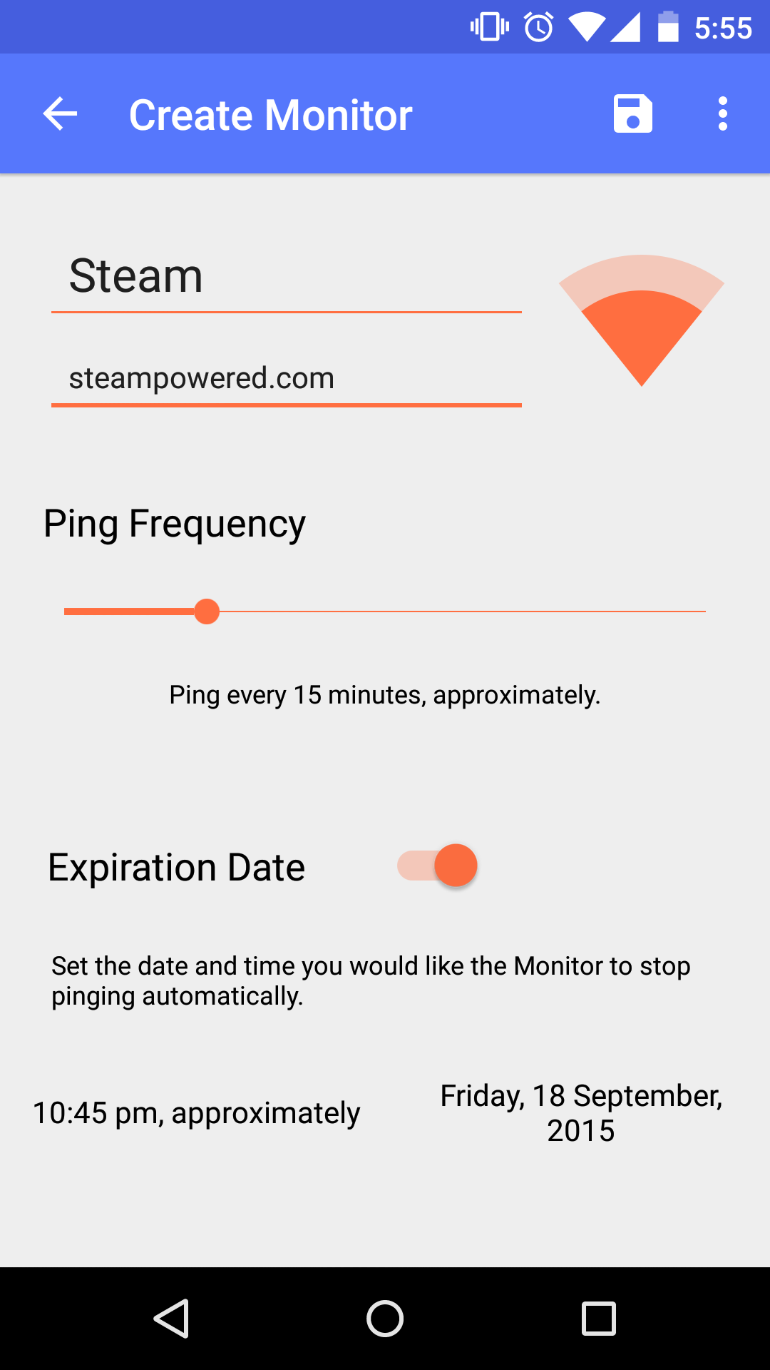 Monitor creation page