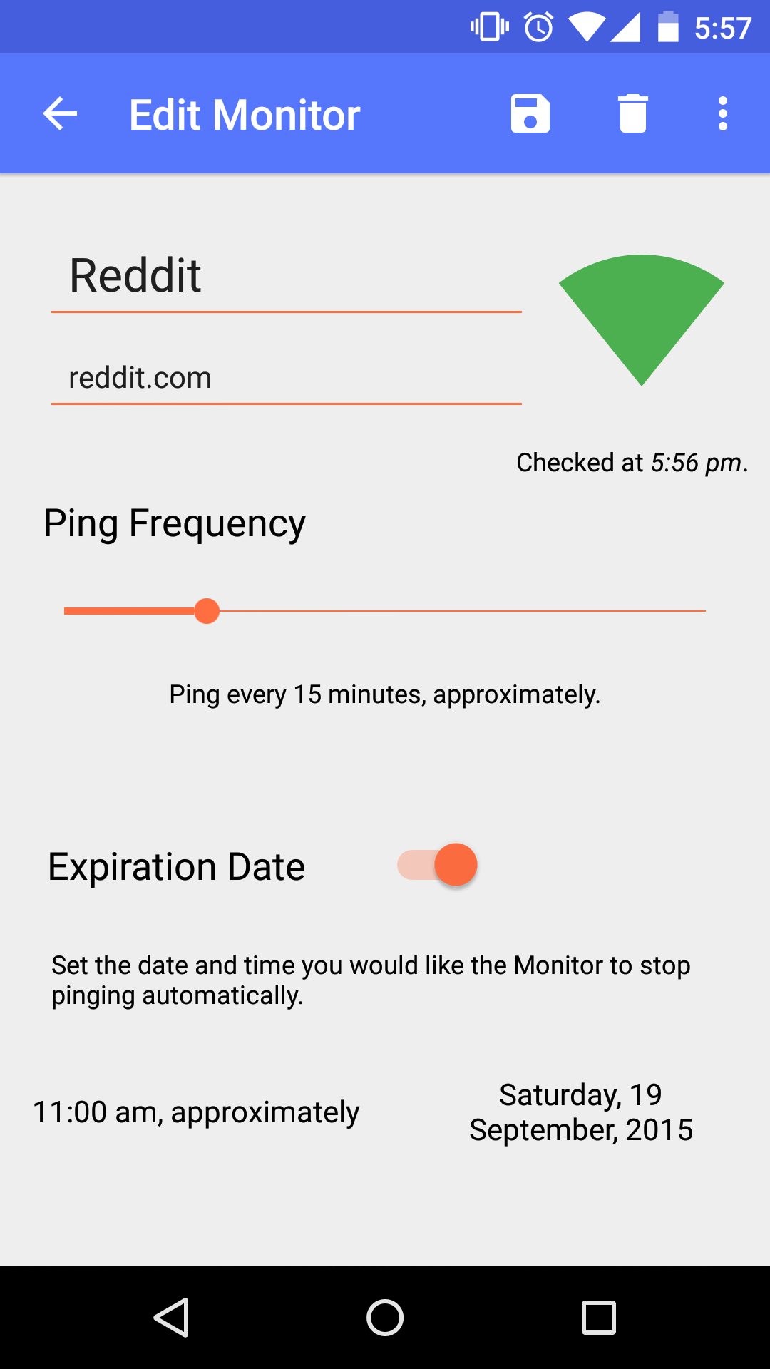Monitor details page