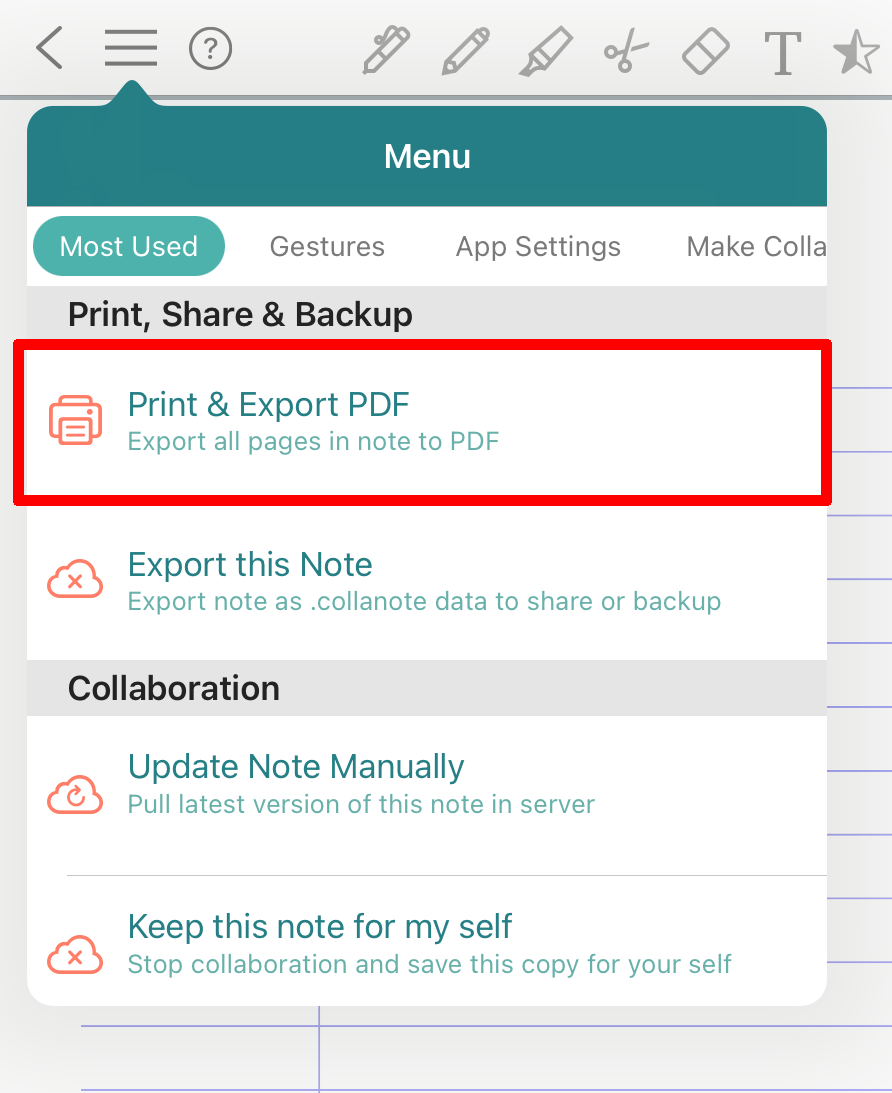 FAQ How To Export PDF File CollaNote WIKI This Site Explains The Features Of CollaNote App 