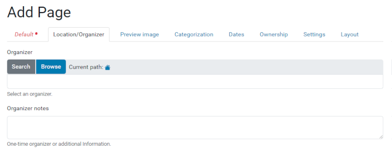 Using the 'Event organizer' Behavior into the Document content type