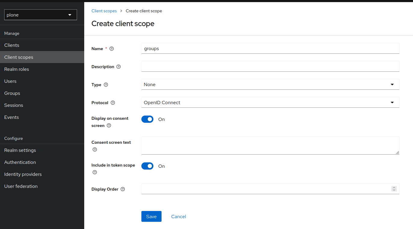 Create a new scope groups