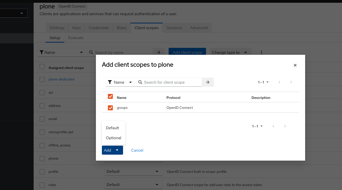 Add the new scope to the client