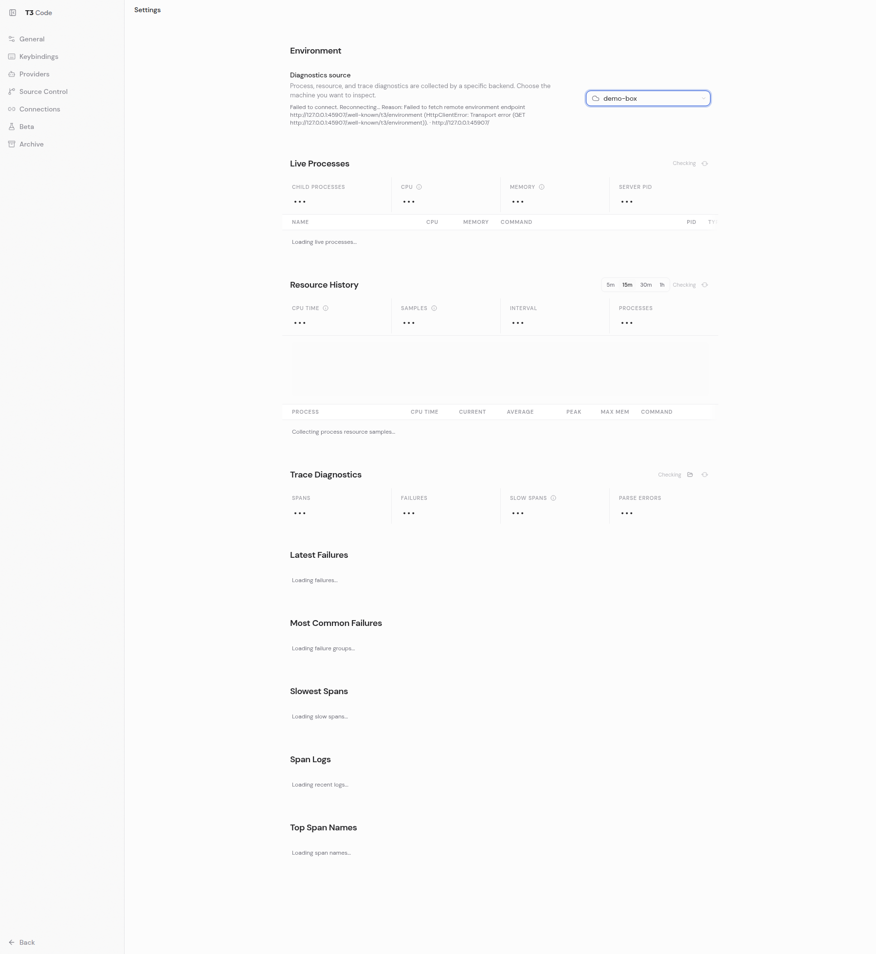Before: diagnostics for a disconnected environment load forever