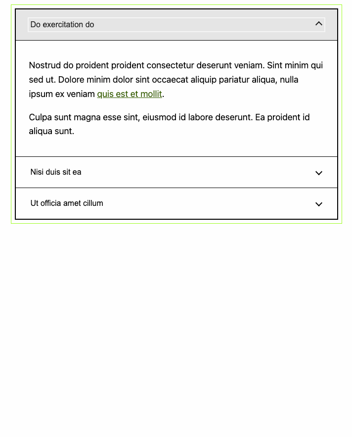 Gif demonstrating accordion block use