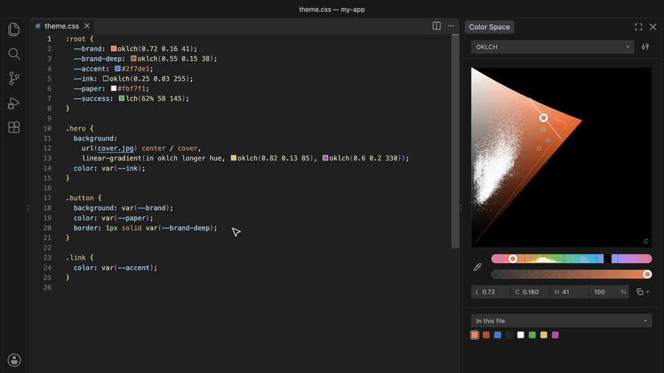 Picking a color in a stylesheet