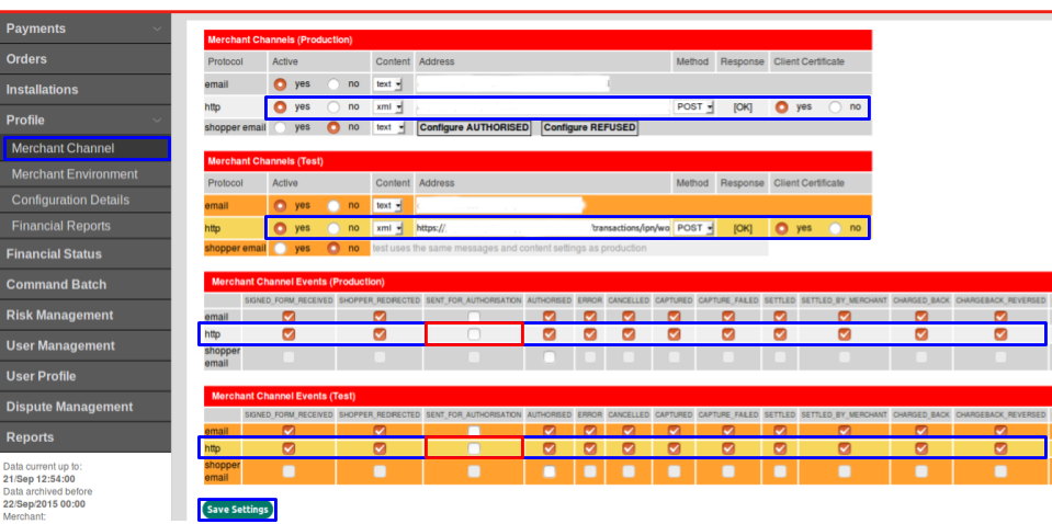 Notification setup