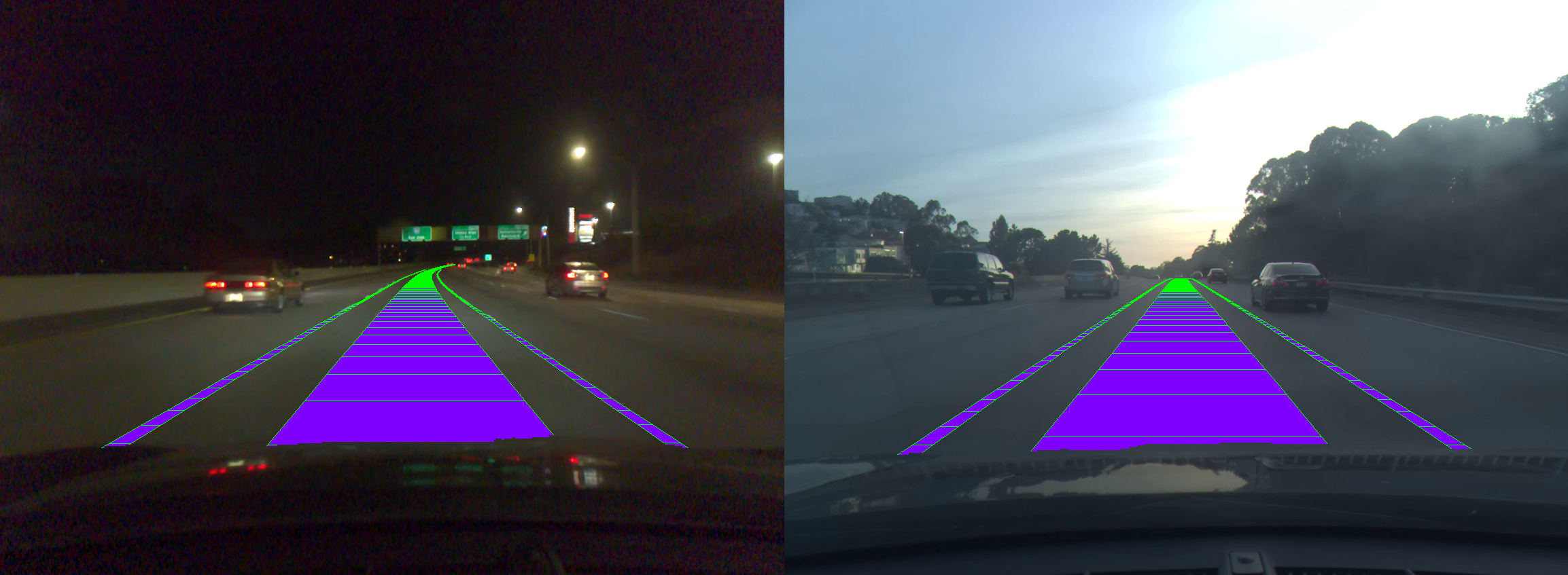 Path and lanes projected onto image Alt