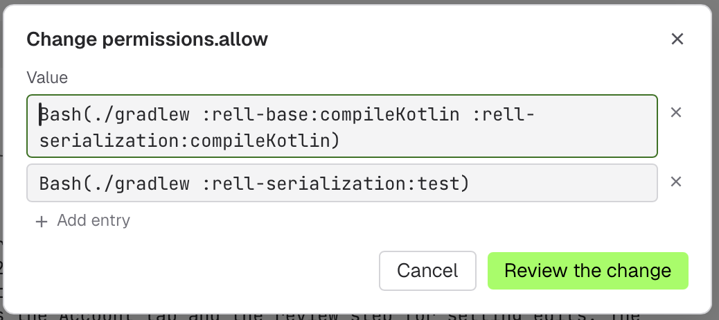 Editing a Claude Code setting
