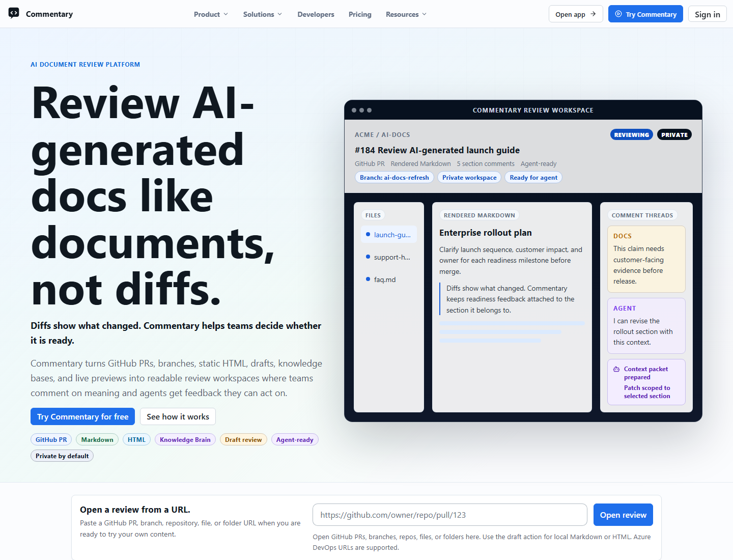 Homepage review intake