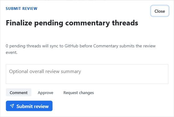 Submit review dialog