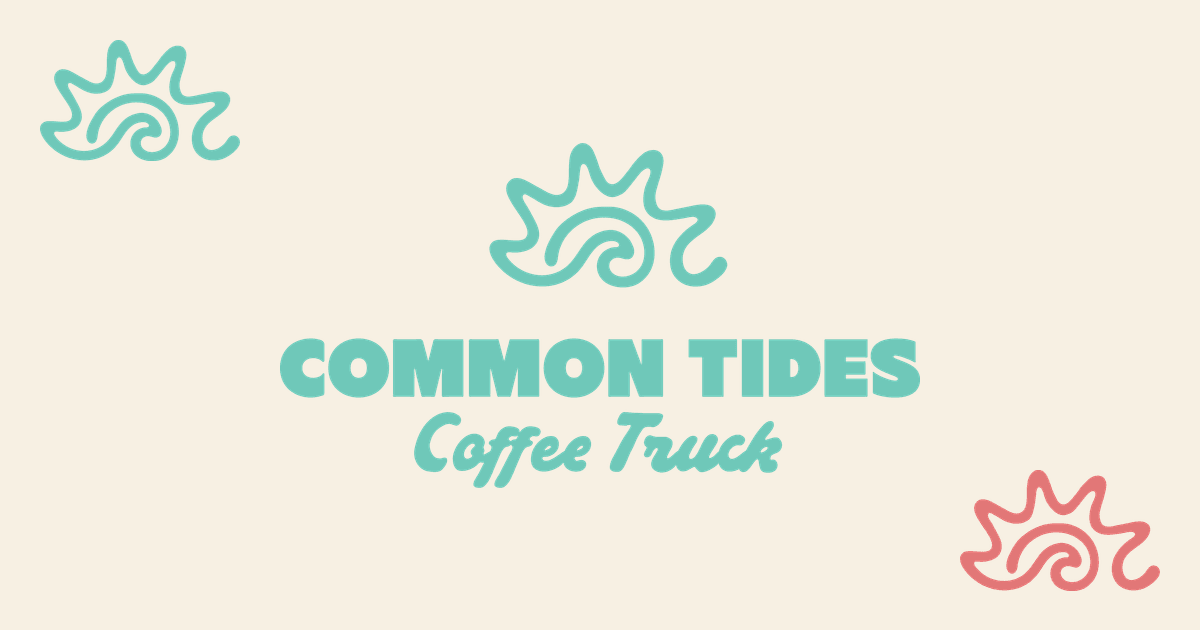The new Common Tides logo lockup with the sun and wave icon in sea foam and coral