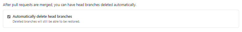 Automatically delete head branches enabled