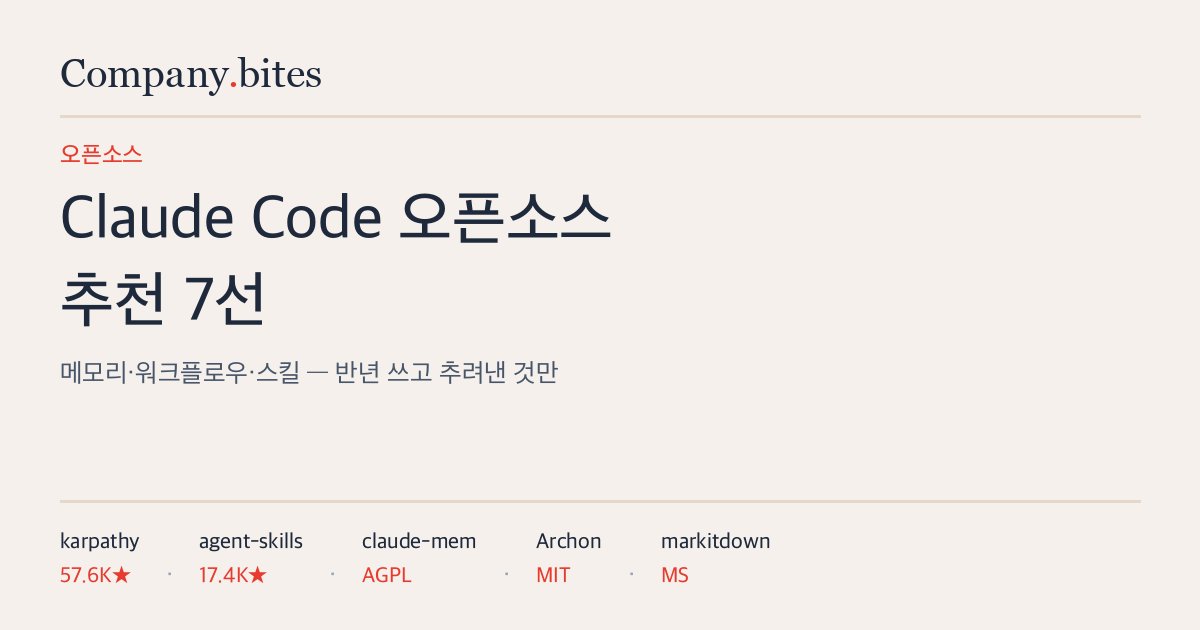 Claude Code 오픈소스 7선: 반년 쓰고 추려낸 것만