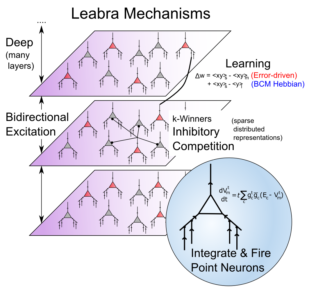 Summary of all the mechanisms in the Leabra framework used in this text, providing a summary of the last three chapters.