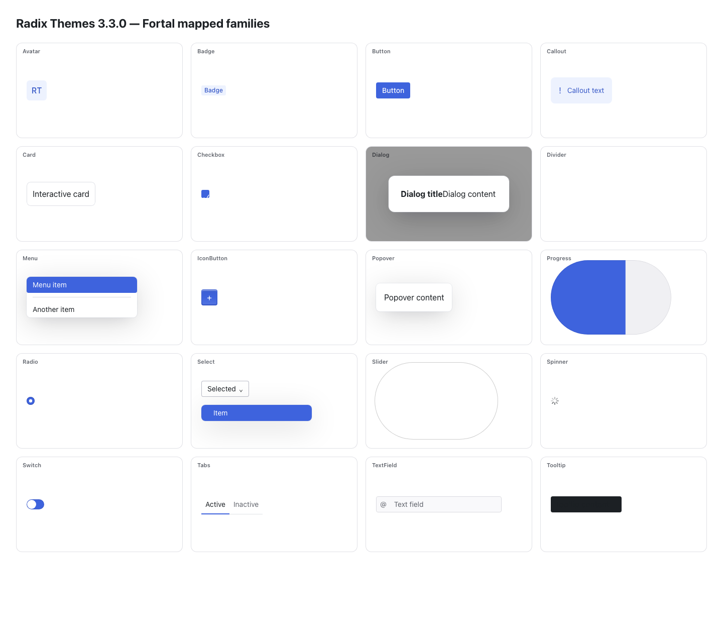 Pinned light-theme component-family fixture