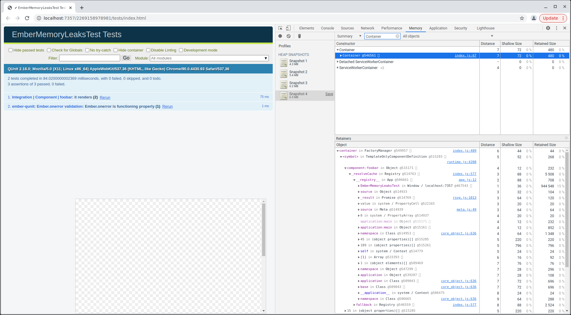 Heap snapshot size