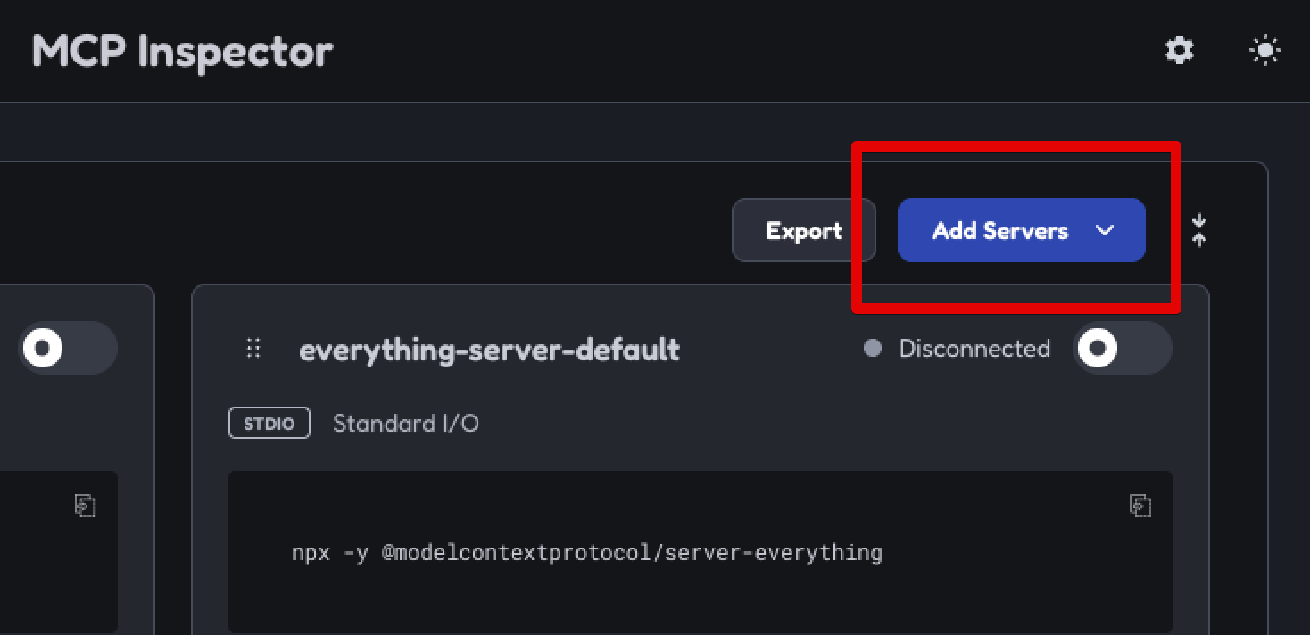 MCP inspector add server