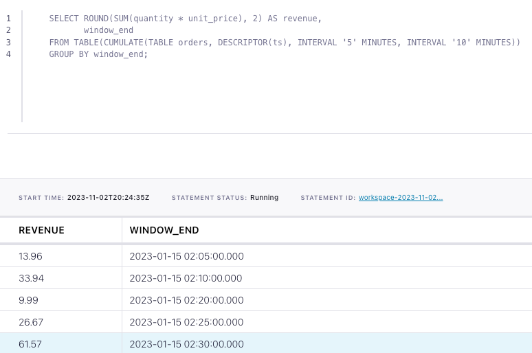 Query output