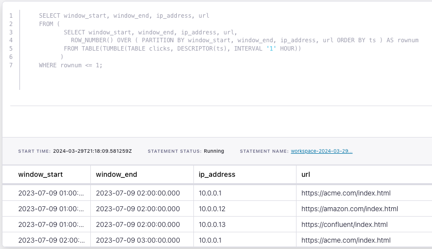 Query output