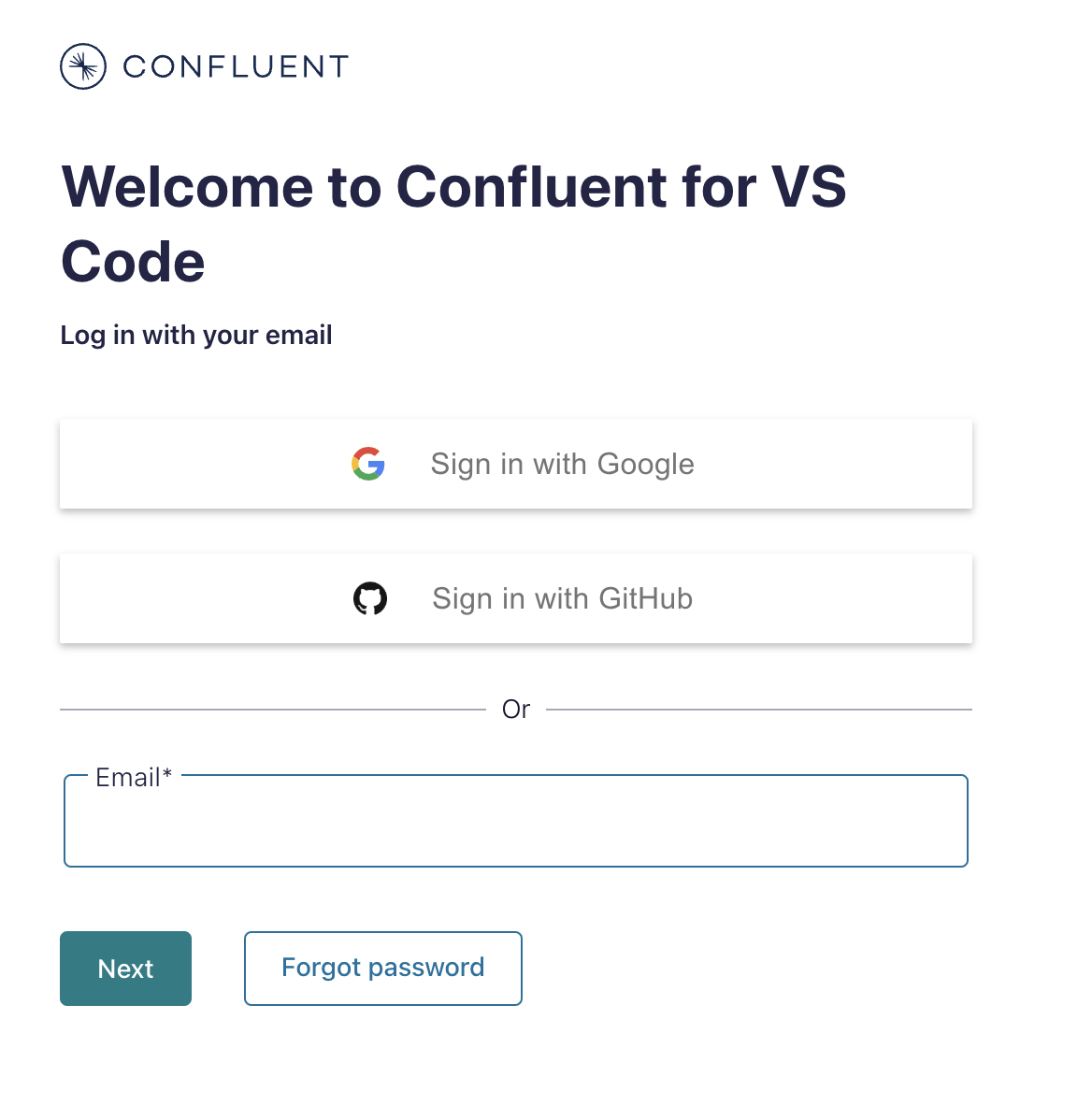 Confluent Cloud Log In Page