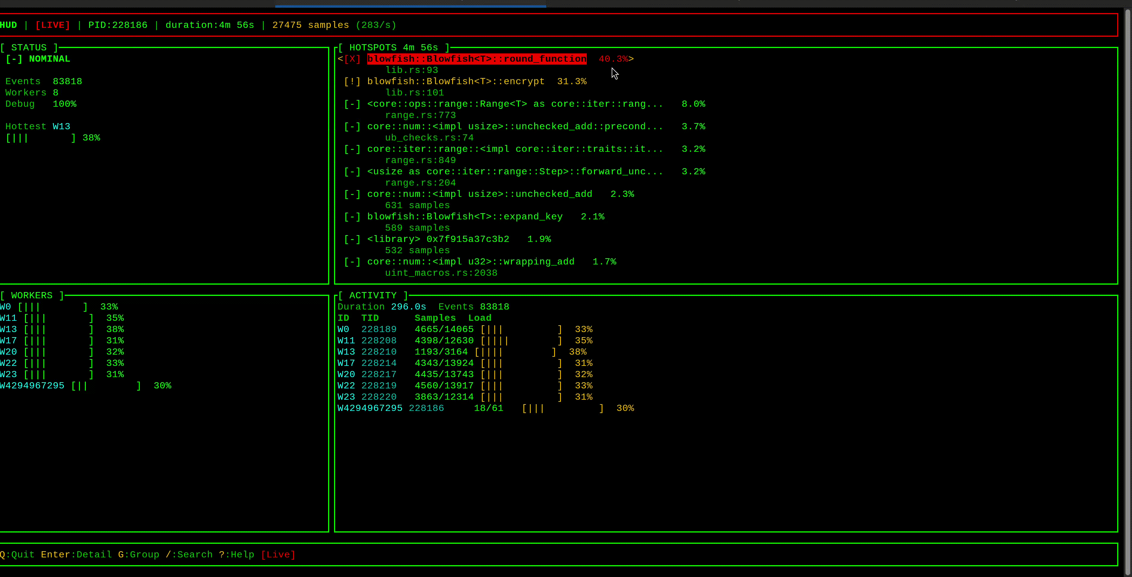 hud demo showing blocking detection in real-time