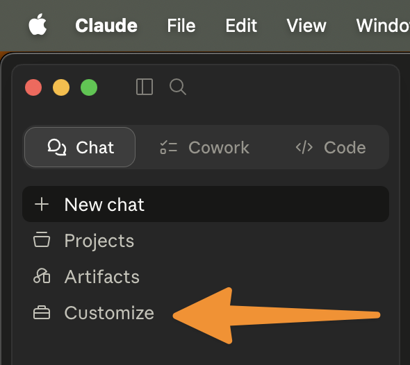 Customize in the Claude sidebar